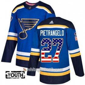 Barn Ishockey St. Louis Blues Tröja Alex Pietrangelo 27 Adidas 2017-2018 Blå USA Flag Fashion Authentic